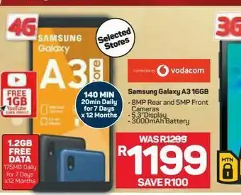 Pick n Pay Hypermarket Samsung galaxy a3 core smartphone offer