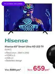 Teljoy Hisense 65" Smart Ultra HD LED TV 65A6G offer