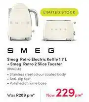 SMEG Retro Electric Kettle 1.7Ltr + SMEG Retro 2 Slice Toaster BUNDLE