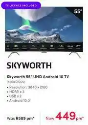Teljoy Skyworth 55" UHD Android 10 TV 55SUC9300 offer