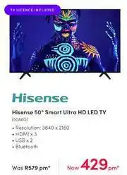 Teljoy Hisense 50" Smart Ultra HD LED TV 50A6G offer