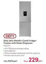 Teljoy Defy 323L Metallic Combi Fridge/Freezer With Water Dispenser DAC627 offer
