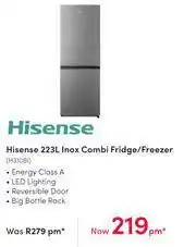 Teljoy Hisense 223L Inox Combi Fridge/Freezer H310BI offer