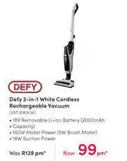 Teljoy Defy 2 In 1 White Cordless Rechargeable Vacuum VRT 61818 W offer