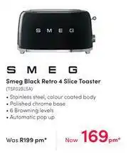 Teljoy Smeg Black Retro 4 Slice Toaster TSF02BLSA offer