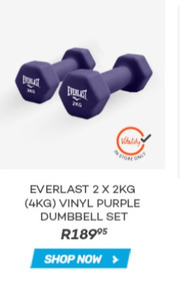 Everlast 2 x 2Kg (4Kg) Vinyl Purple Dumbbell Set