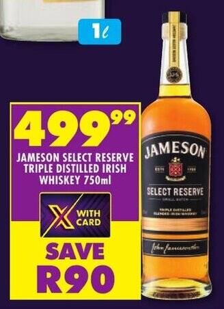 Jameson select reserve triple distilled irish whiskey 750 ml offer at ...