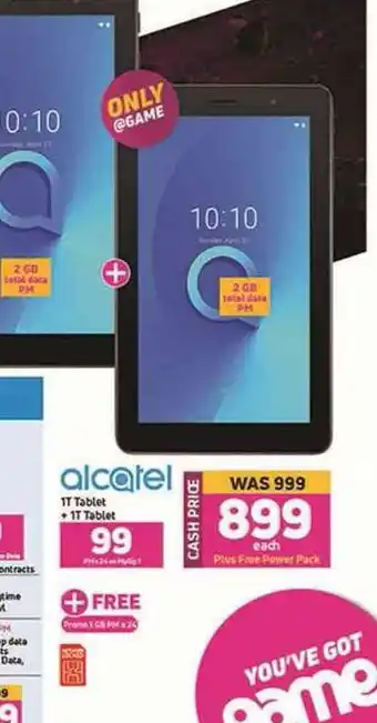 Game Alcatel 1T Tablet + 1T Tablet offer