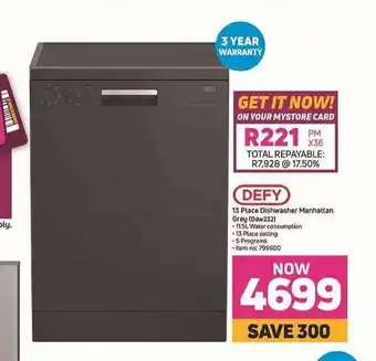 Game Defy - 13 Place Dishwasher Manhattan Grey offer