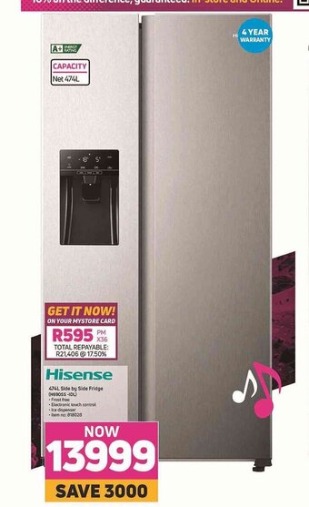 Game Hisense - 474L Side By Side Fridge offer