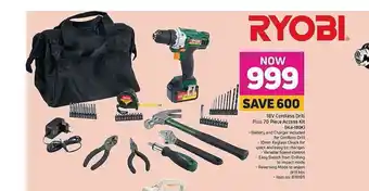 Ryobi - 18V Cordless Drill Plus 70 Piece Access Kit