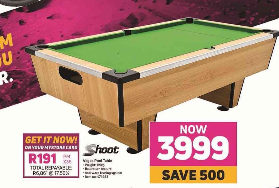 Shoot Vegas POol Table offer at Game