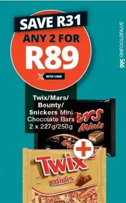 Checkers Twix/Mars/ Bounty/ Snickers Mini Chocolate Bars offer