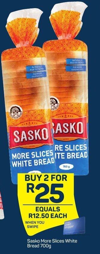 Sasko More Slices White Bread 700g Offer At Pick N Pay 5026