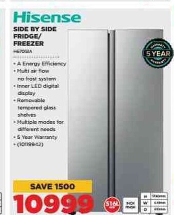 HiFi Corp Hisense Side by Side Fridge/Freezer offer