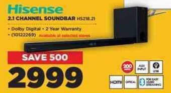 HiFi Corp Hisense 2.1 Channel Soundbar offer
