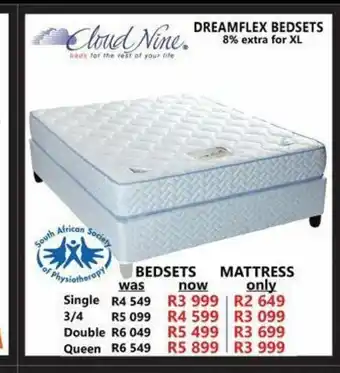 Tafelberg Furnishers Cloud Nine - Dreamflex Bedsets 8% extra for XL - Queen offer
