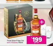 Game Three Ships 5 Year Old 750ml With 2 Glasses-Per Set offer