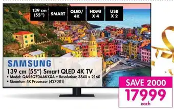 Makro Samsung 139cm 55" Smart QLED 4K TV offer