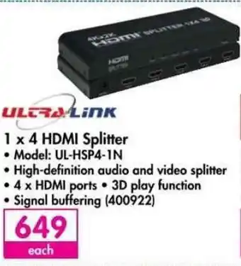 Makro Ultra Link 1 x 4 HDMI Splitter offer