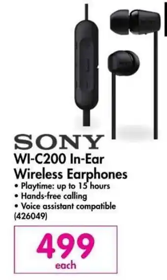 Makro Sony WI-C200 In-Ear Wireless Earphones offer
