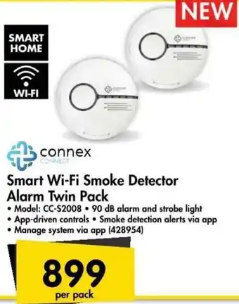 Connex Smart Wi-Fi Smoke Detector Alarm Twin Pack