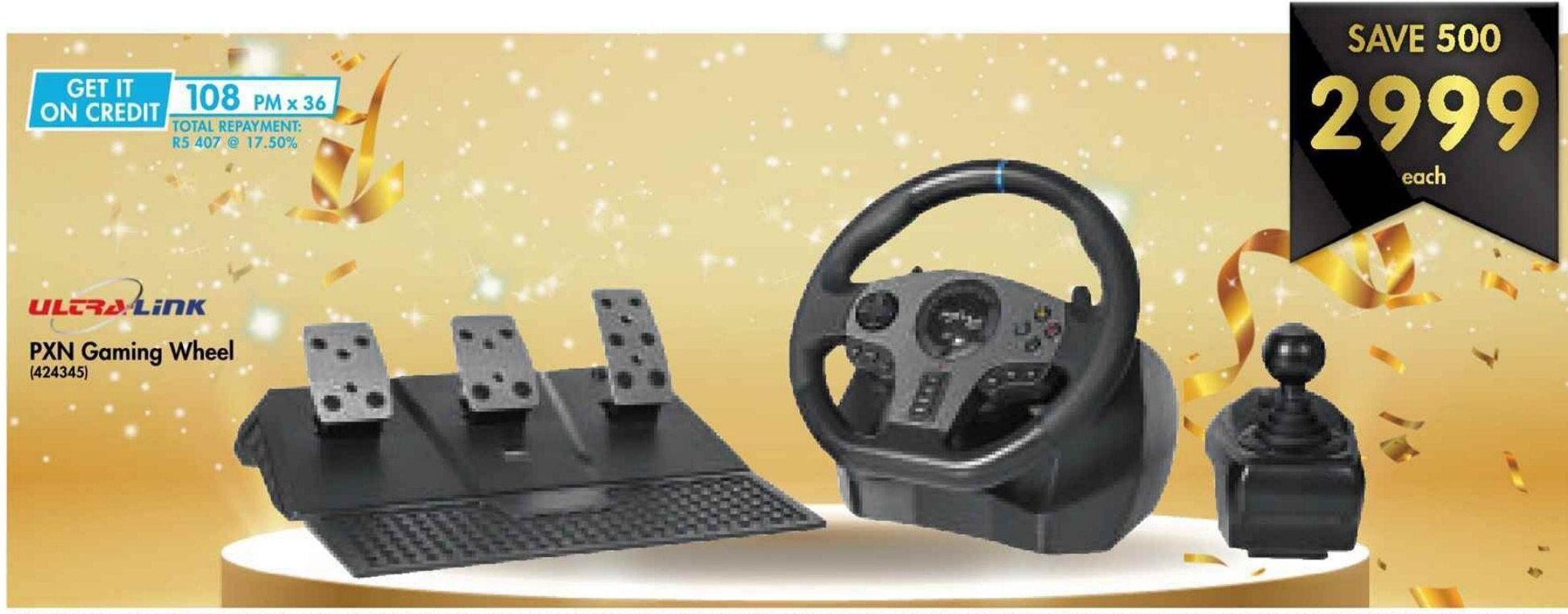 Ultra Link PXN Gaming Wheel offer at Makro
