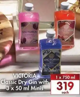 Makro’s liquor Victoria Classic Dry Gin with 3x50ml Minis offer
