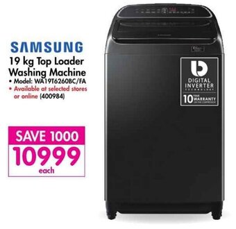 Makro Samsung 19kg Top Loader Washing Machine offer