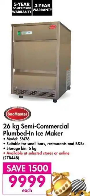 Makro SnoMaster 26kg Semi-Commercial Plumbed-In Ice Maker offer