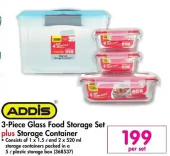 Makro Addis 3-Piece Glass Food Storage Set Plus Storage Container offer