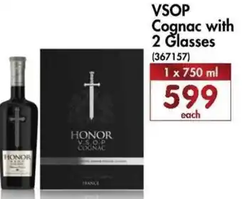 Makro’s liquor VSOP Cognac with 2 Glasses 750ml offer
