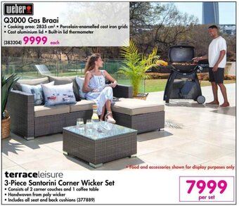 Makro Terraceleisure 3-Piece Santorini Corner Wicker Set offer