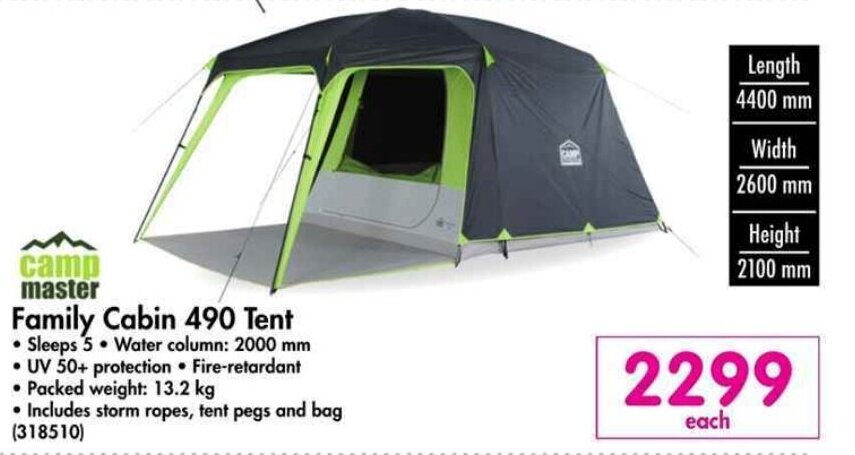 Campmaster family 2025 cabin 490 tent