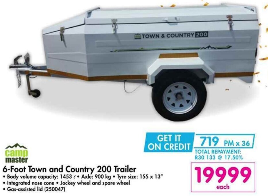 Camp Master 6Foot Town and Country 200 Trailer offer at Makro