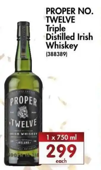 Proper Twelve Triple Distilled Irish Whiskey 750ml