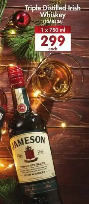 Makro’s liquor Triple Distilled Irish Whiskey Jameson 750ml offer