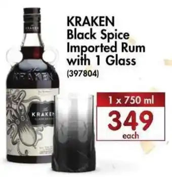 Makro’s liquor Kraken Black Spice Imported Rum with 1 Glass 750ml offer