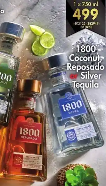 1800 Coconut Reposado or Silver Tequila 750ml