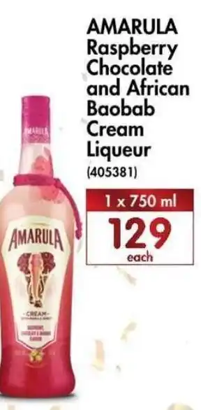 Makro’s liquor Amarula Raspberry Chocolate and African Baobab Cream Liqueur 750ml offer