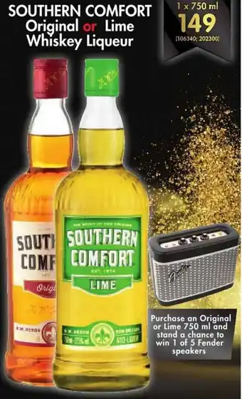 Makro’s liquor Southern Comfort Original or Lime Whiskey Liqueur 750ml offer