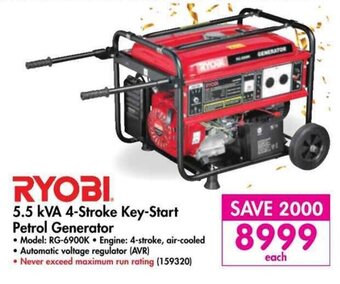 Makro Ryobi 5.5 kVA 4-Stroke Key-Start Petrol Generator offer
