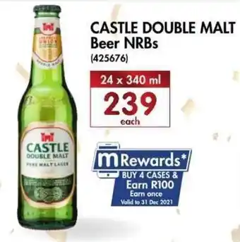 Makro’s liquor Castle Double Malt Beer NRBs 24x340ml offer