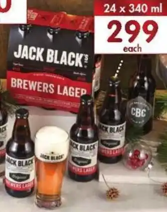 Jack Black Premium Lager NRBs with Complimentary Glass 24x340ml