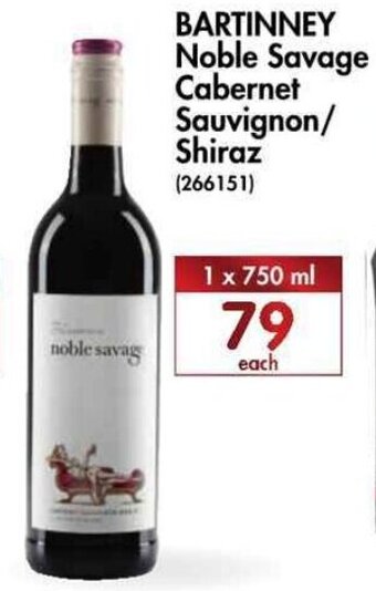 Makro’s liquor Bartinney Noble Savage Cabernet Sauvignon/Shiraz 1 x 750ml offer