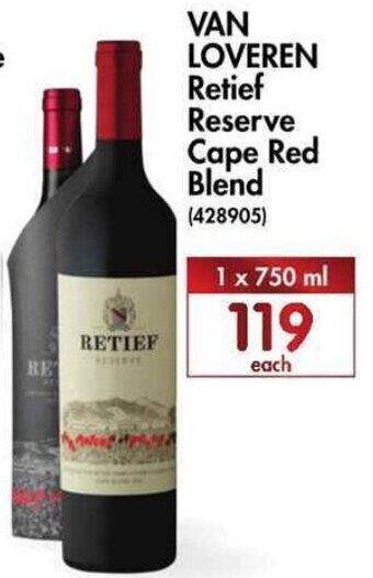 Makro’s liquor Van Loveren Retief Reserve Cape Red Blend 1 x 750ml offer