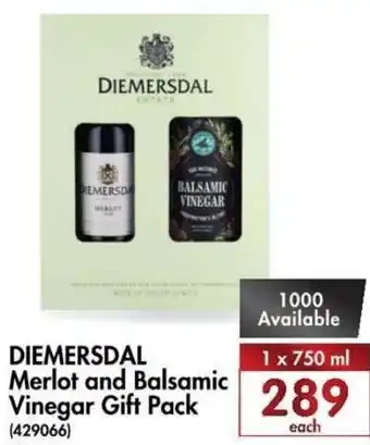 Diemersdal Merlot and Balsamic Vinegar Gift Pack 1 x 750ml