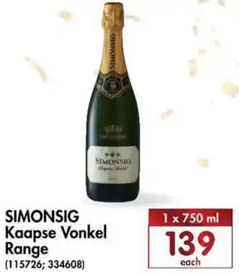 Makro’s liquor Simonsig Vonkel Range 750ml offer