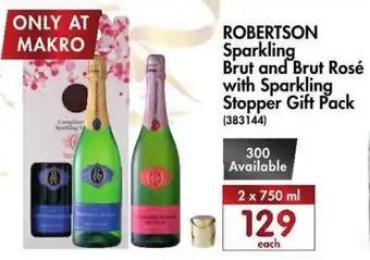 Makro’s liquor Robertson Sparkling Brut and Brut Rosé with Sparkling Stopper Gift Pack 2x750ml offer