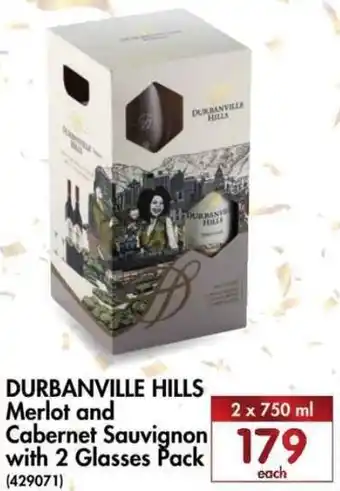 Makro’s liquor Durbanville Hills Merlot and Cabernet Sauvignon with 2 Glasses Pack 2x750ml offer